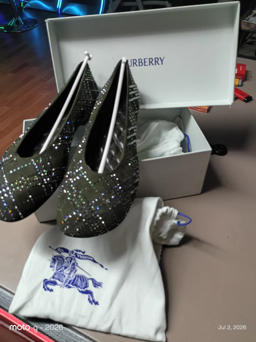 Burberry shoes green swadde ballet