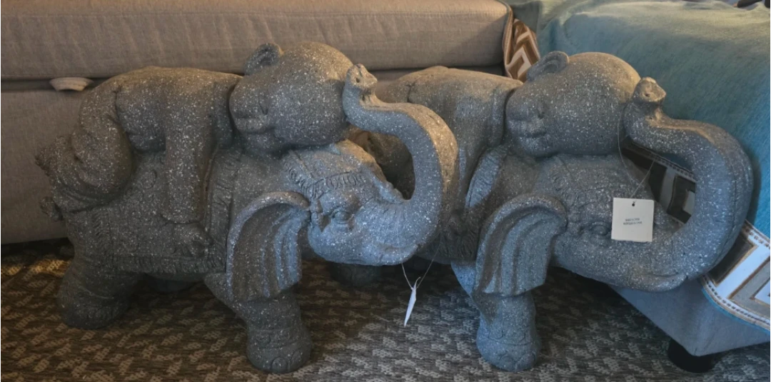 Elephant and Rider Statues (Pair)