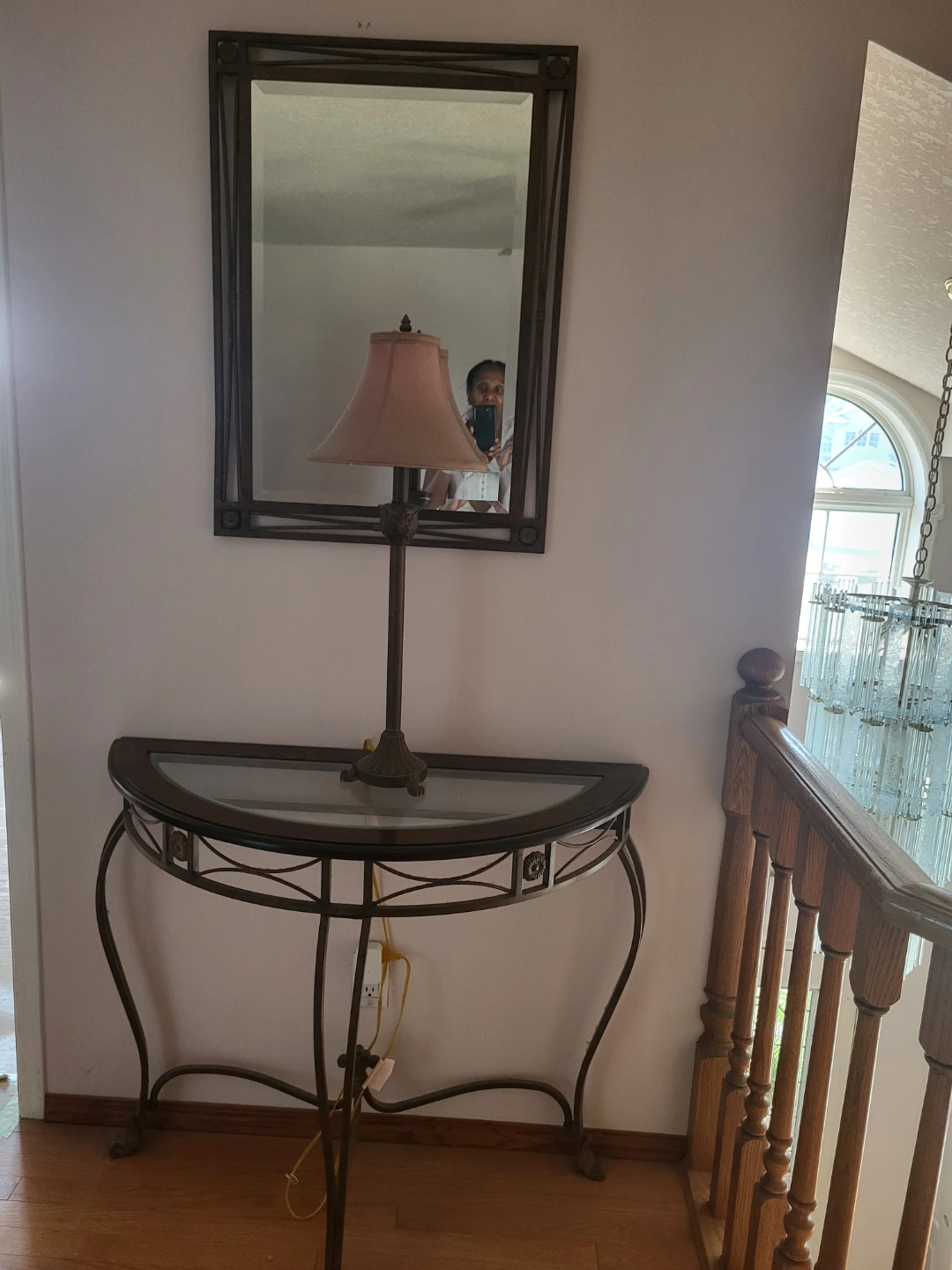 Console Table with Glass Top and Mirror