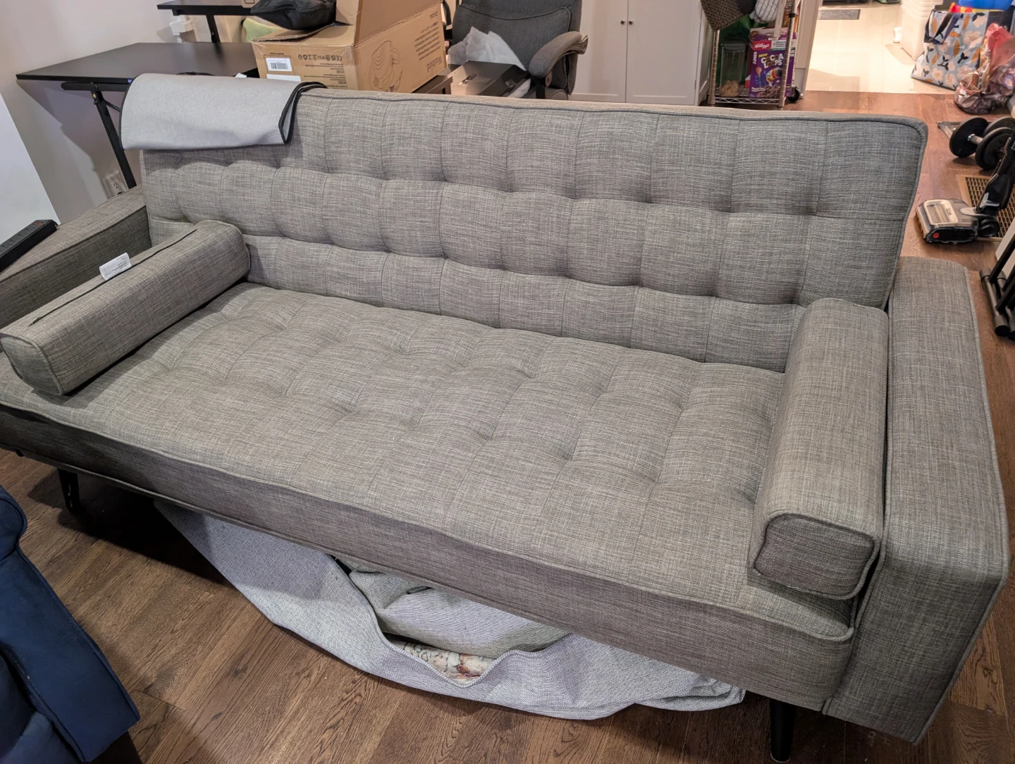 81.5" Linen-Look Fabric Klik Klak Futon/Bed