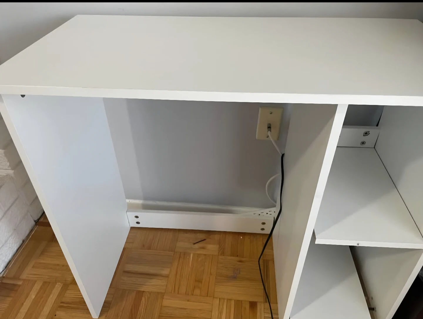 White Compact Desk with Shelving