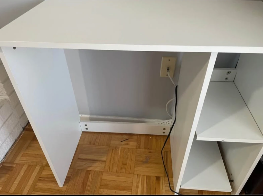 White Compact Desk with Shelving - photo 2