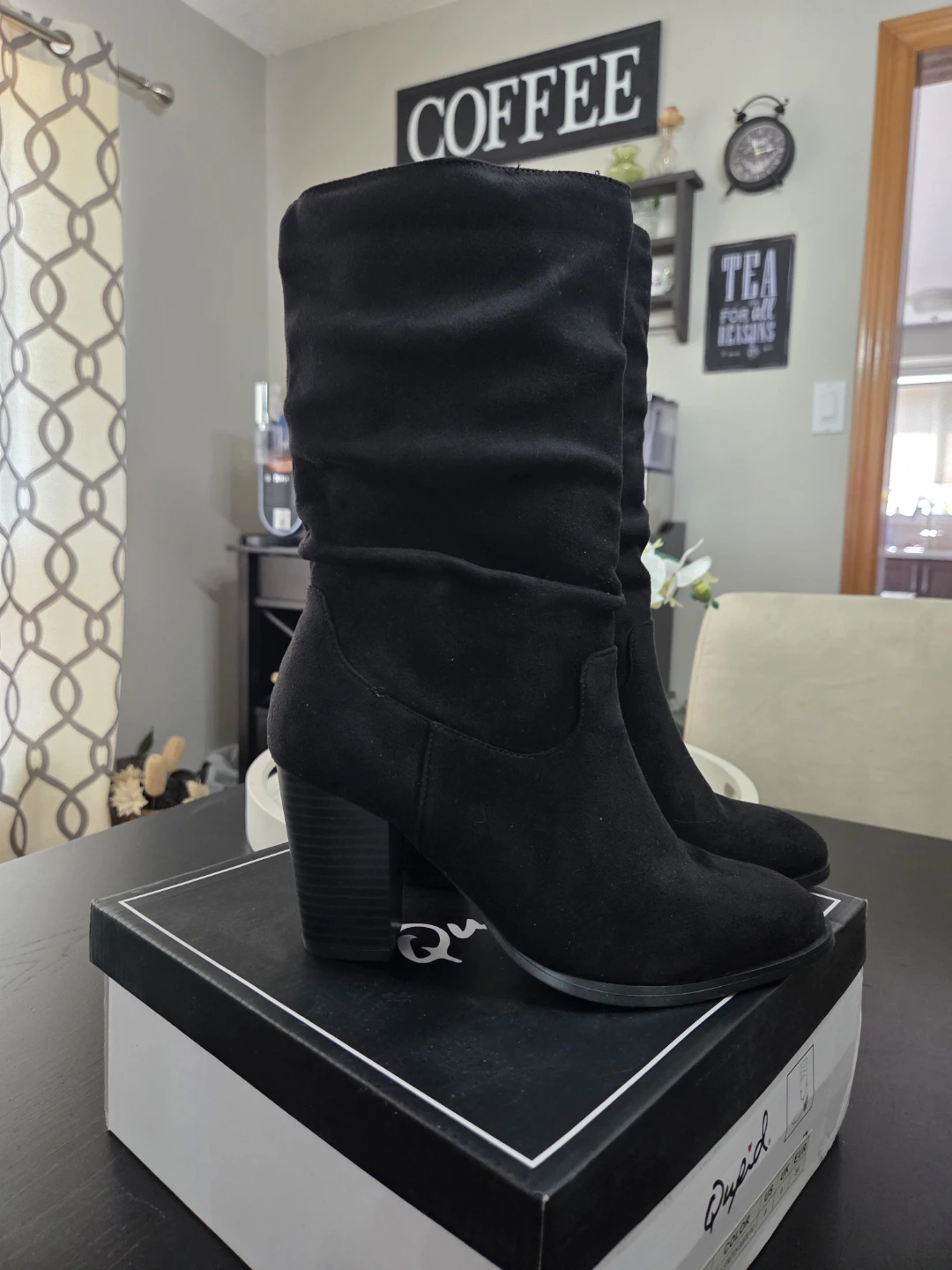 Qupid Black Suede Slouch Boots size  8 - photo 2