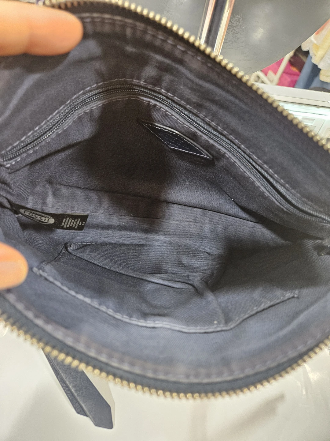 Fossil Blue Leather Clutch/Crossbody Bag - photo 3