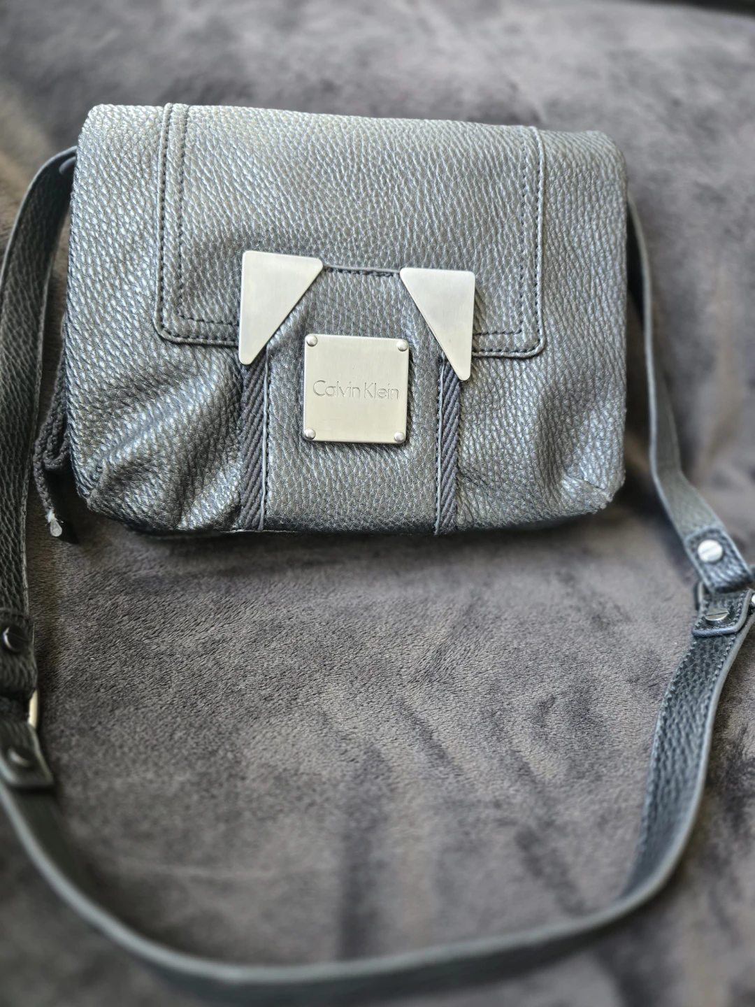 Calvin Klein Black Pebbled Leather Crossbody Bag