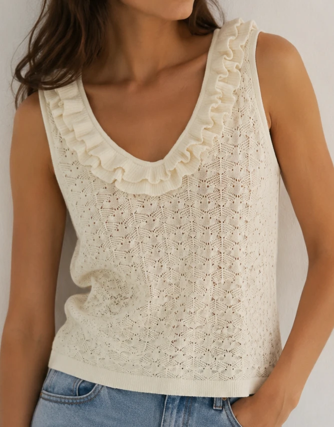 Maje "Moty" Tank Top - Cream