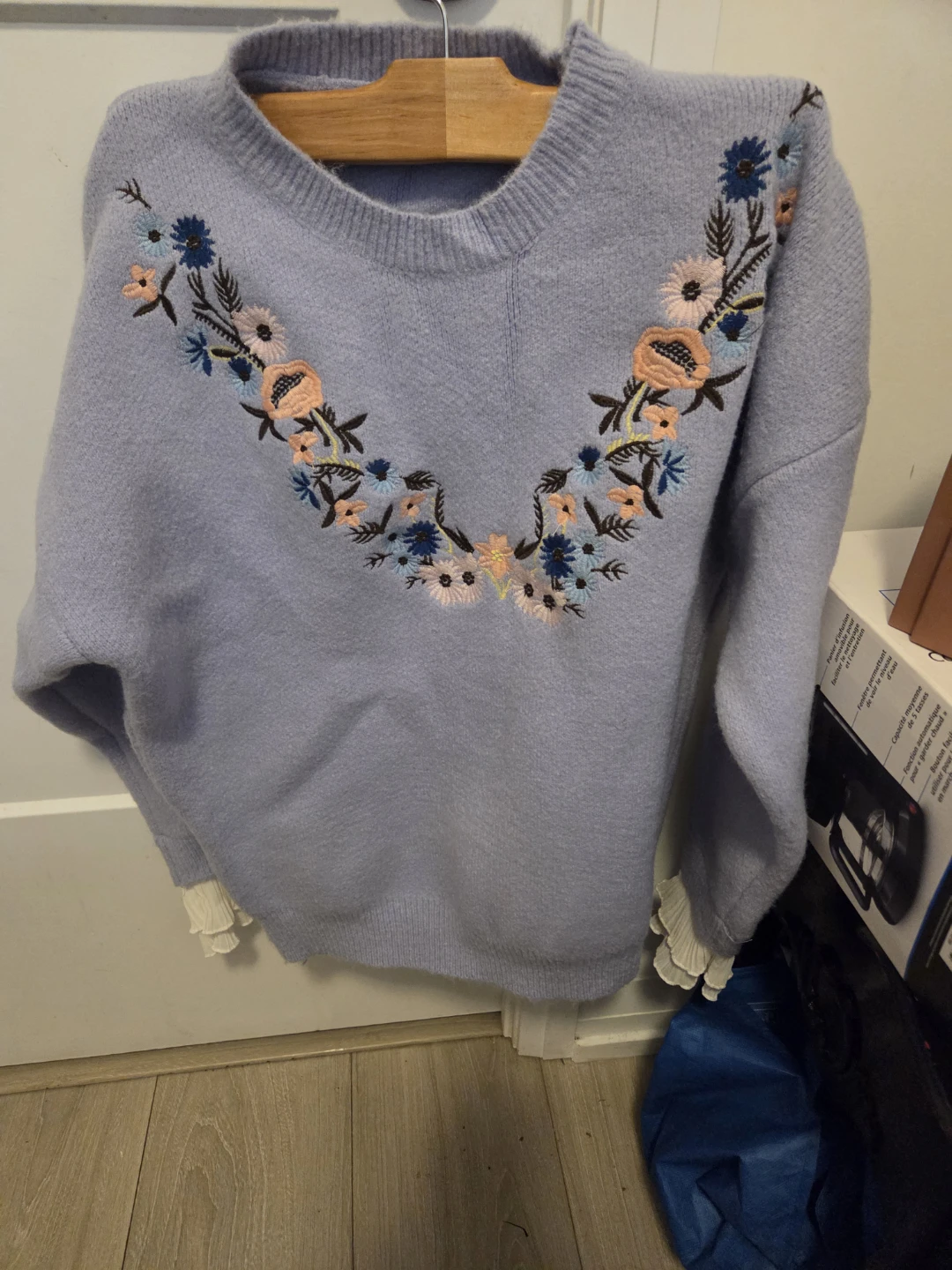 Light Blue Embroidered Floral Sweater - photo 4