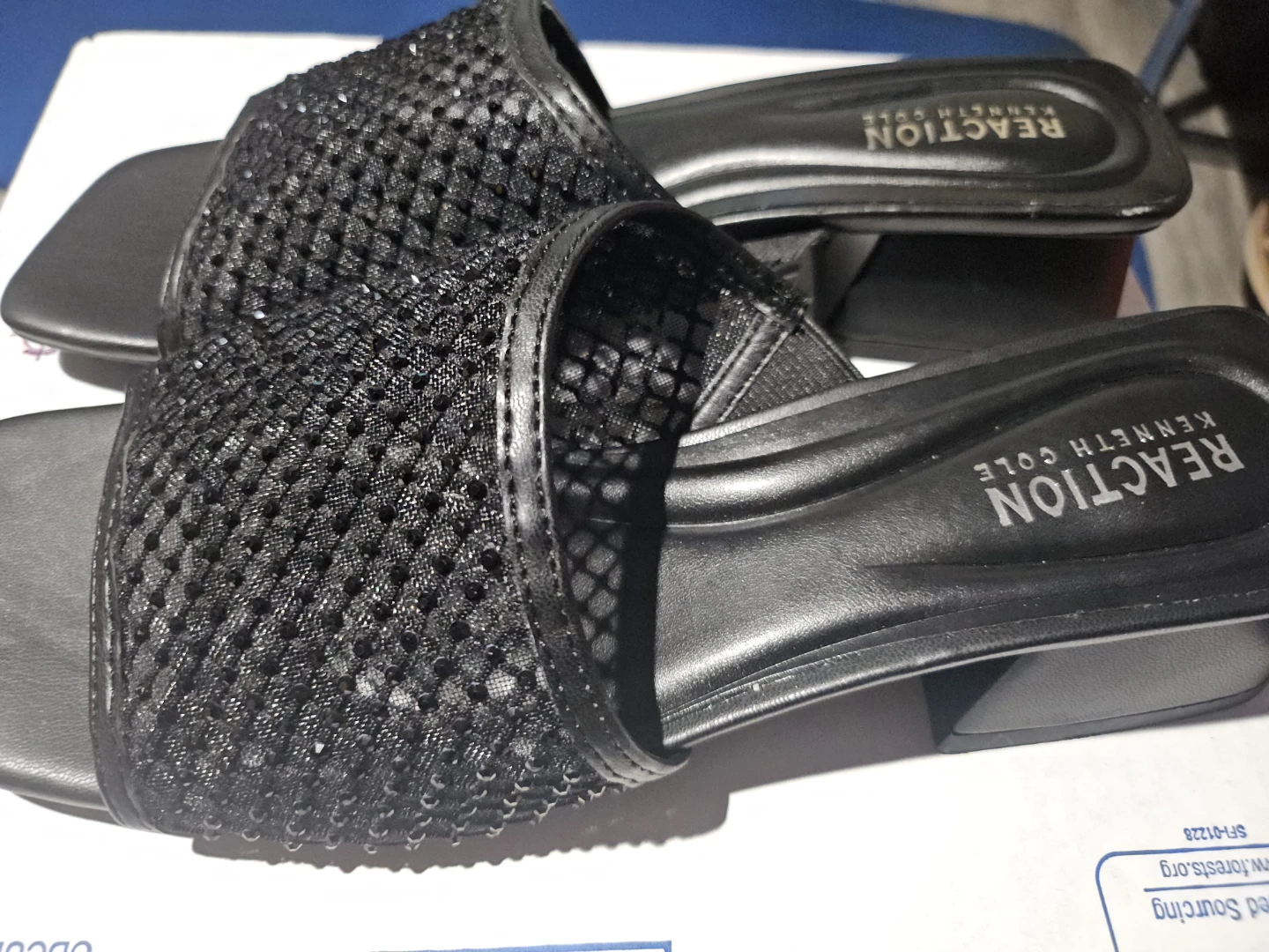 REACTION Kenneth Cole Women's Black Mesh Slide Sandals - photo 2