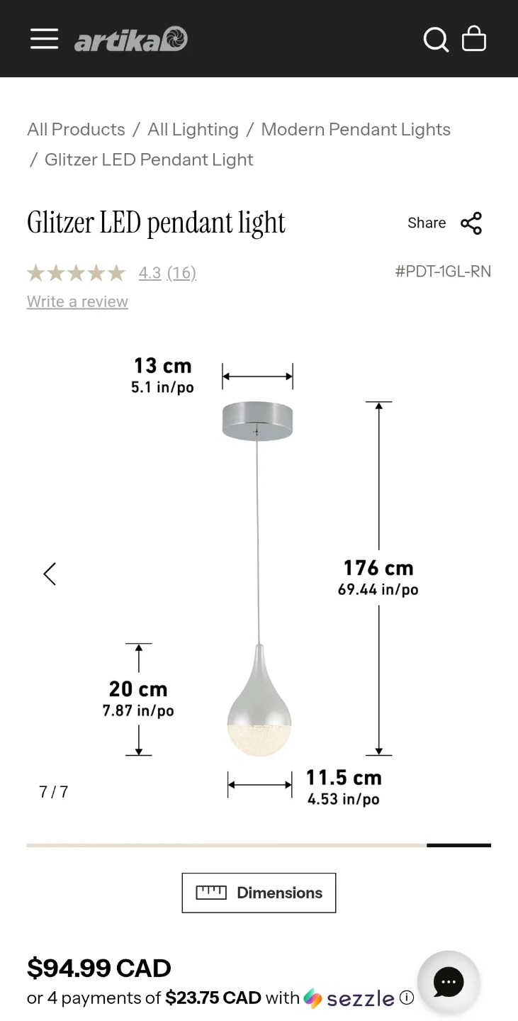 NEW - Artika Glitzer 1-Light LED Pendant Light - photo 4