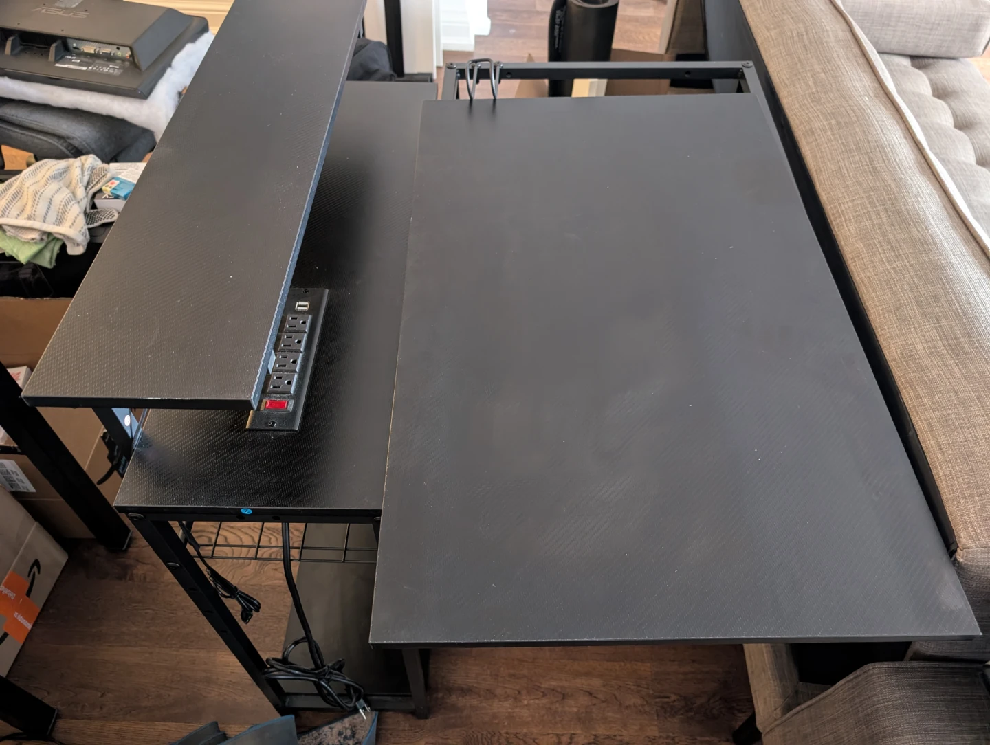 L Shaped Gaming Desk with Power Outlets, 42 inch Computer Desk - photo 3
