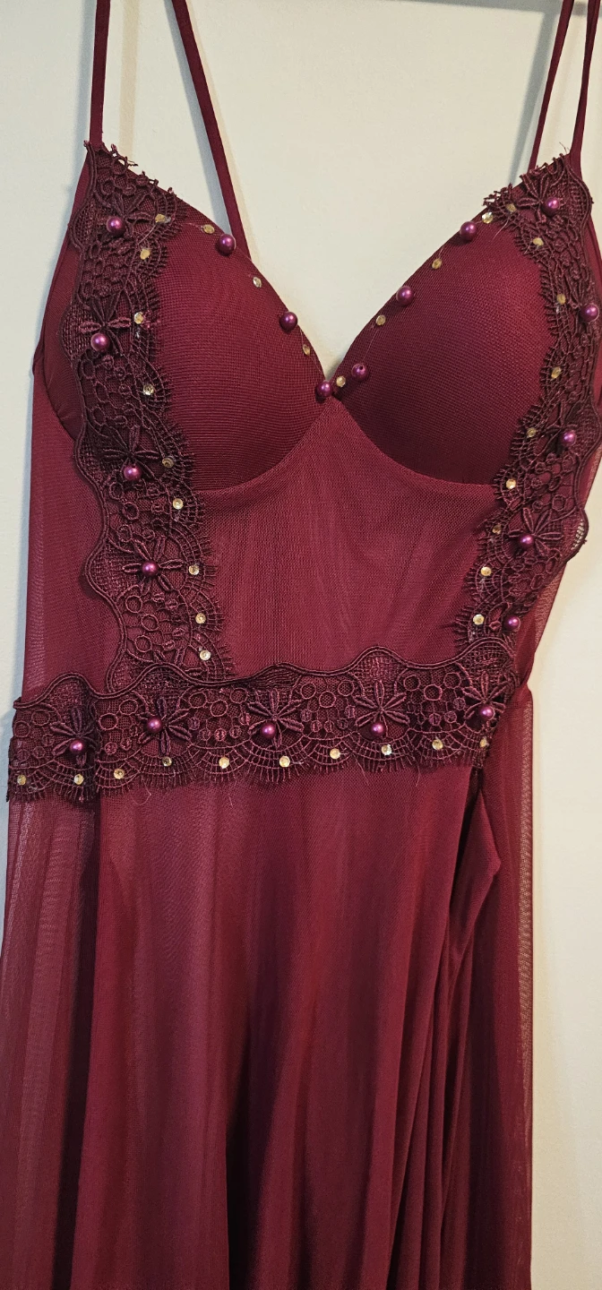 Burgundy Lace Babydoll - photo 2