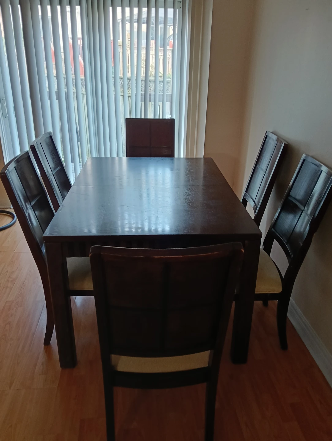 Dark Wood Dining Table and Chairs Set