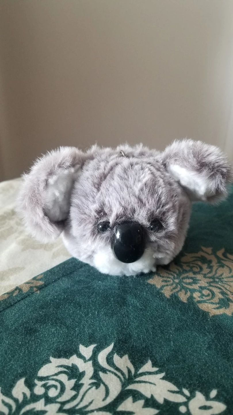 Grey Faux Fur Koala Keychain Style Sanitizer Holder