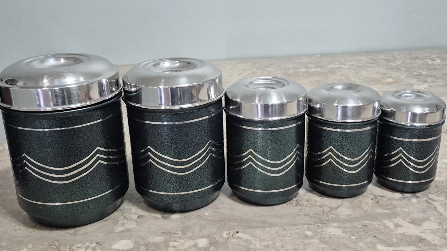 Brand new set of 5 stainless steel Storage Canisters - photo 4