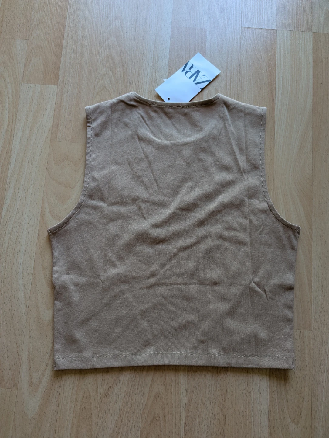 Zara beige sleeveless muscle tank cropped top new with tag - photo 3