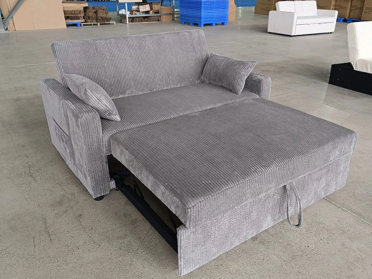 Sofa Bed Grey Corduroy New