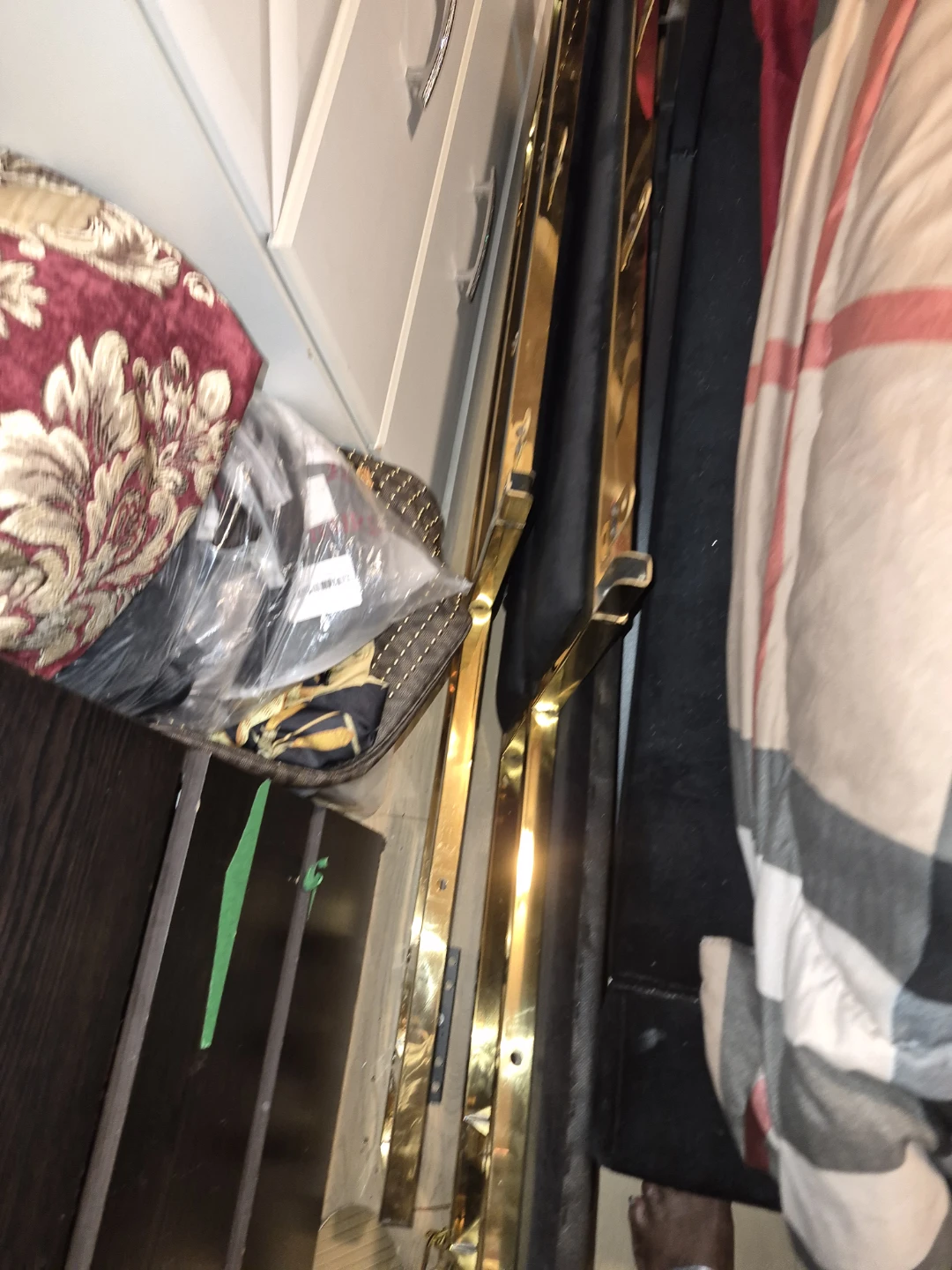 Black Velvet Bed Frame with Gold Accents - photo 4