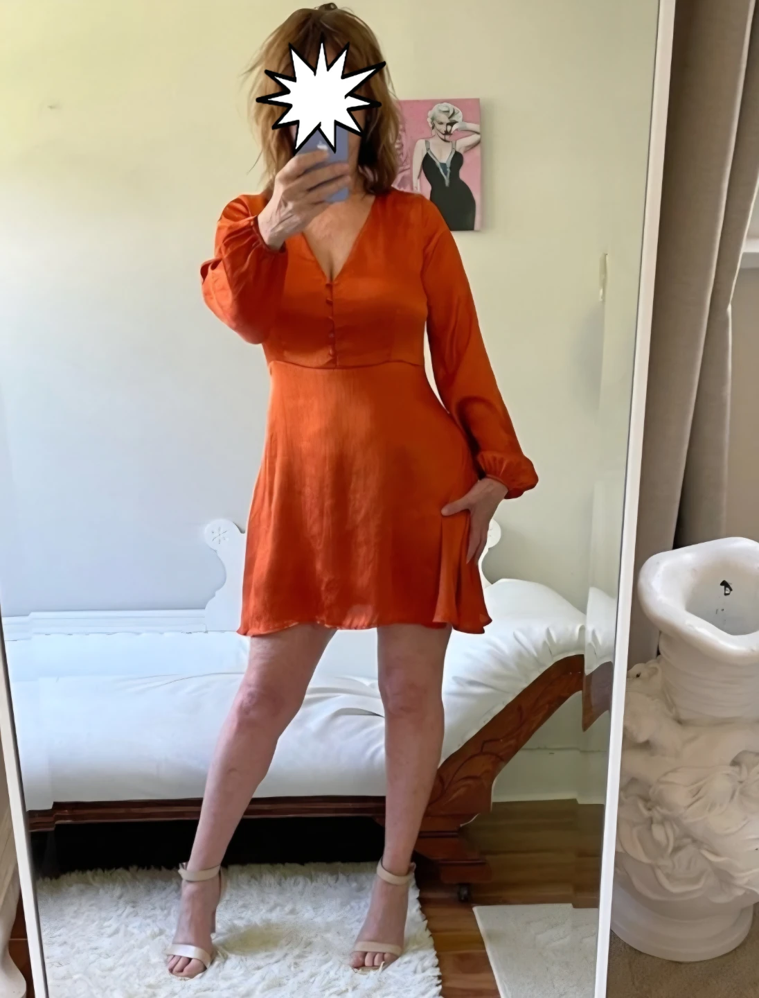 Orange Satin Mini Dress