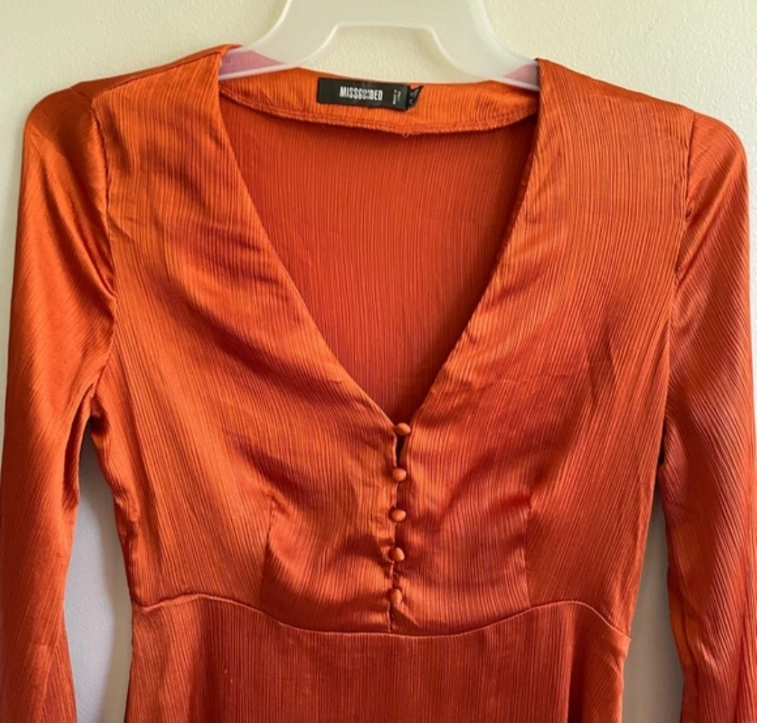 Orange Satin Mini Dress - photo 3