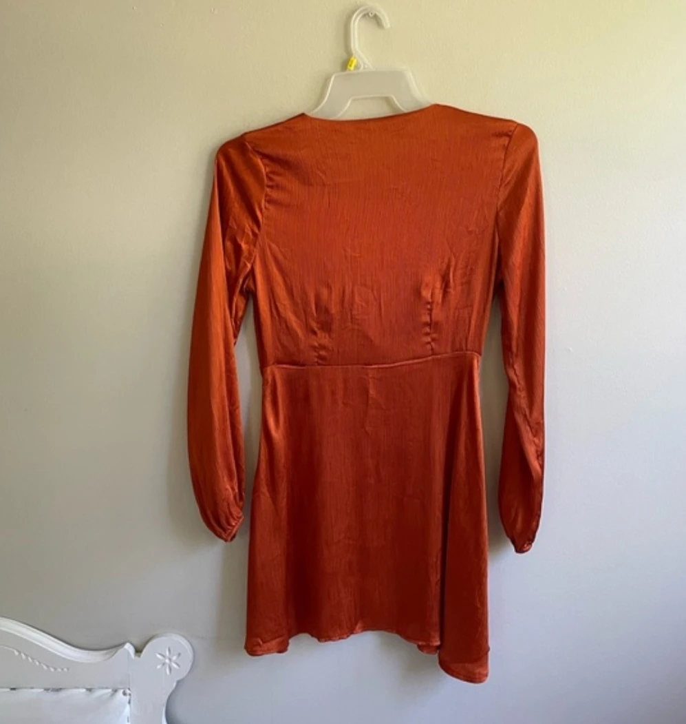 Orange Satin Mini Dress - photo 5