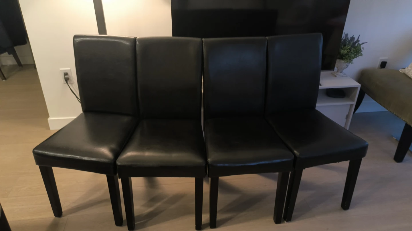 4 Black Leather Dining Chairs