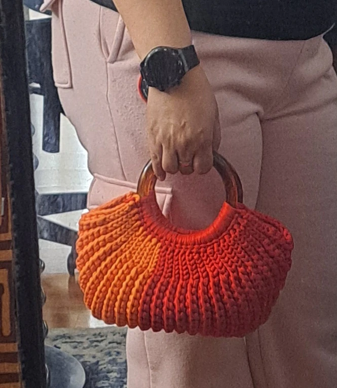 Handmade Crochet Handbag with Flower Accent - photo 5