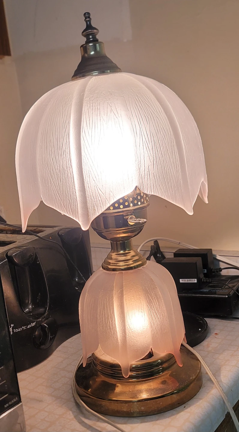 Vintage Frosted Glass Table Lamp - photo 3