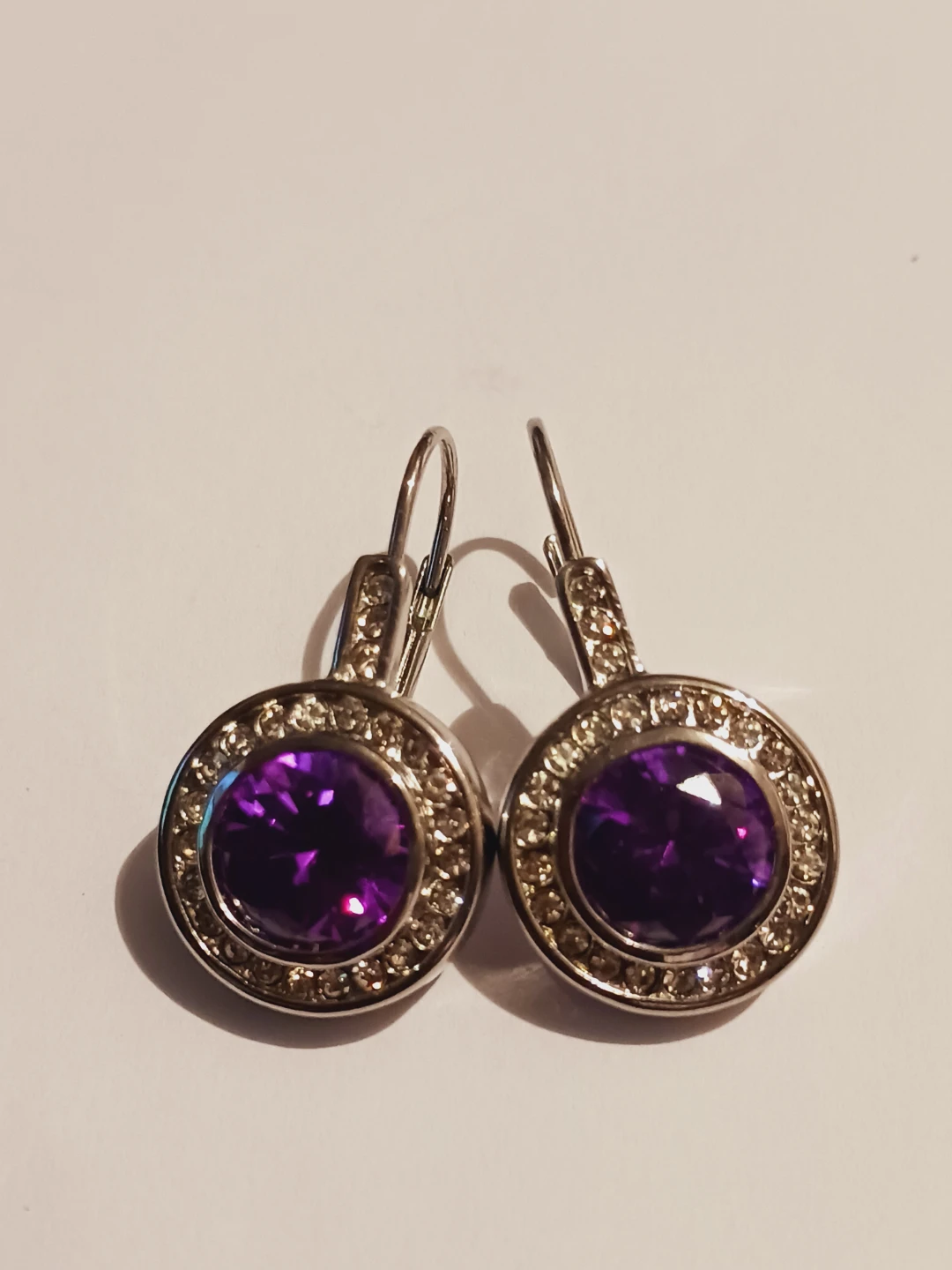 Elegant Silver Plated Amethyst Leverback Earrings - photo 2