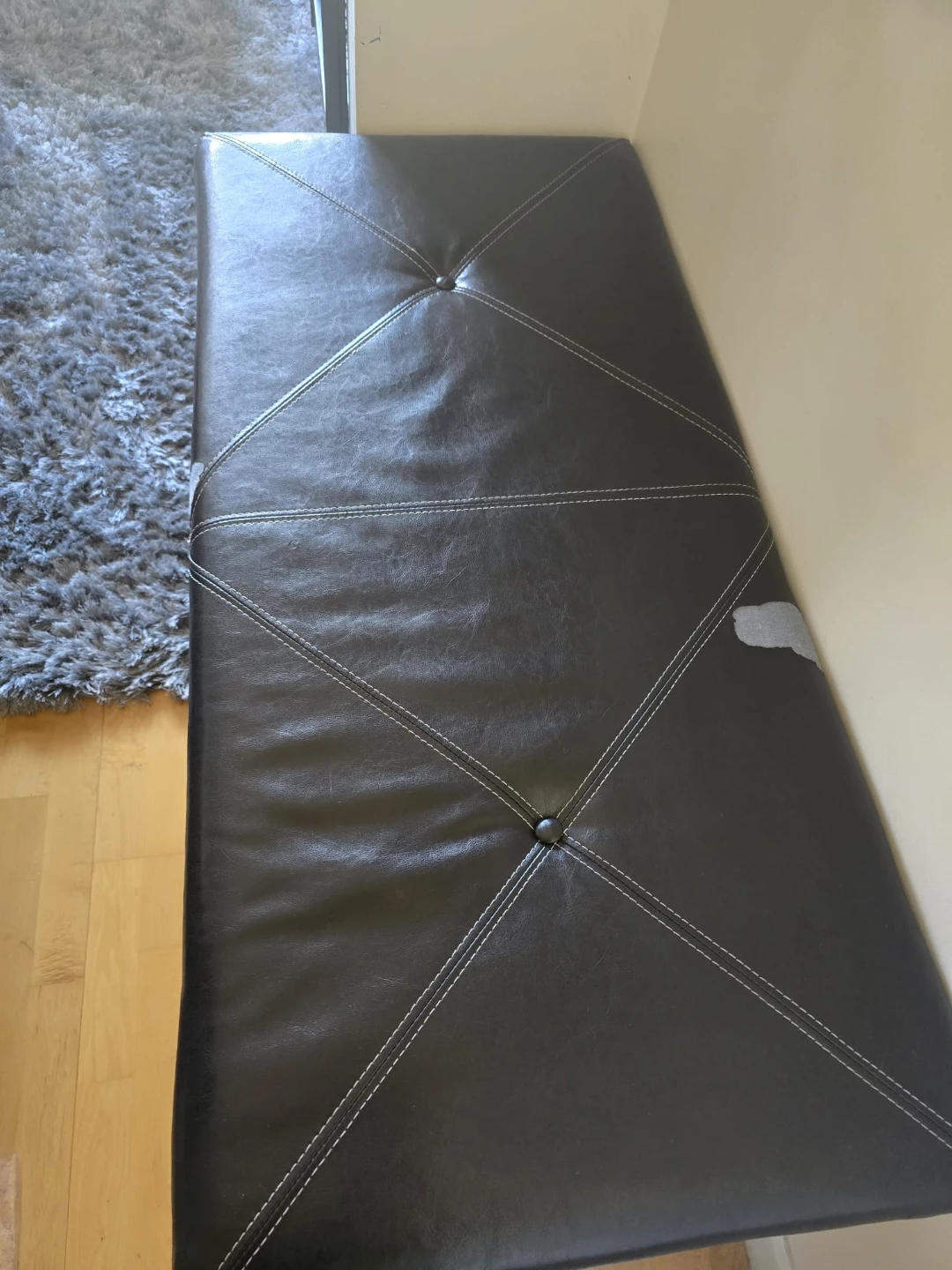 Black Faux Leather Bench - photo 2