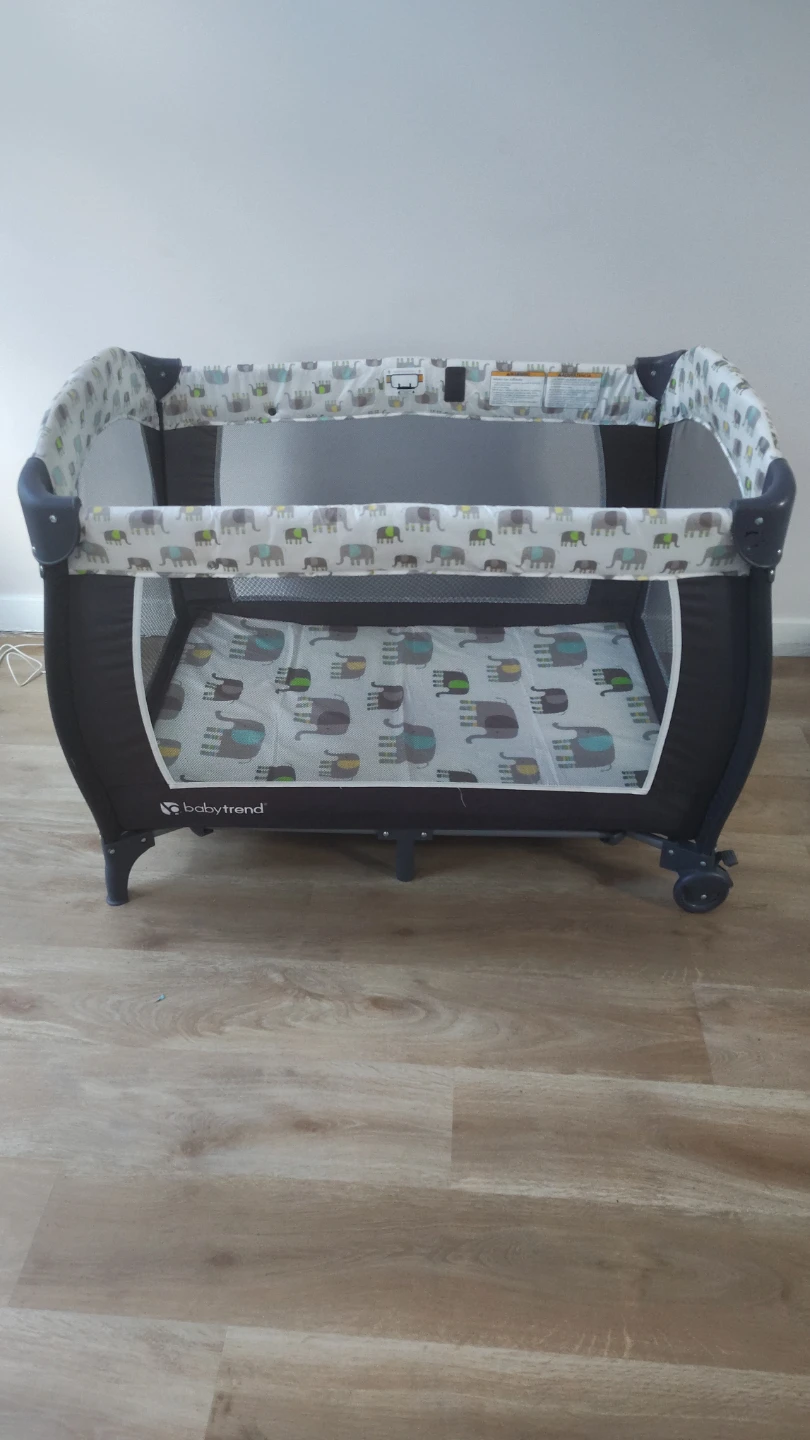 Baby Trend Playard Portable Crib with Bassinet - Elephant Print