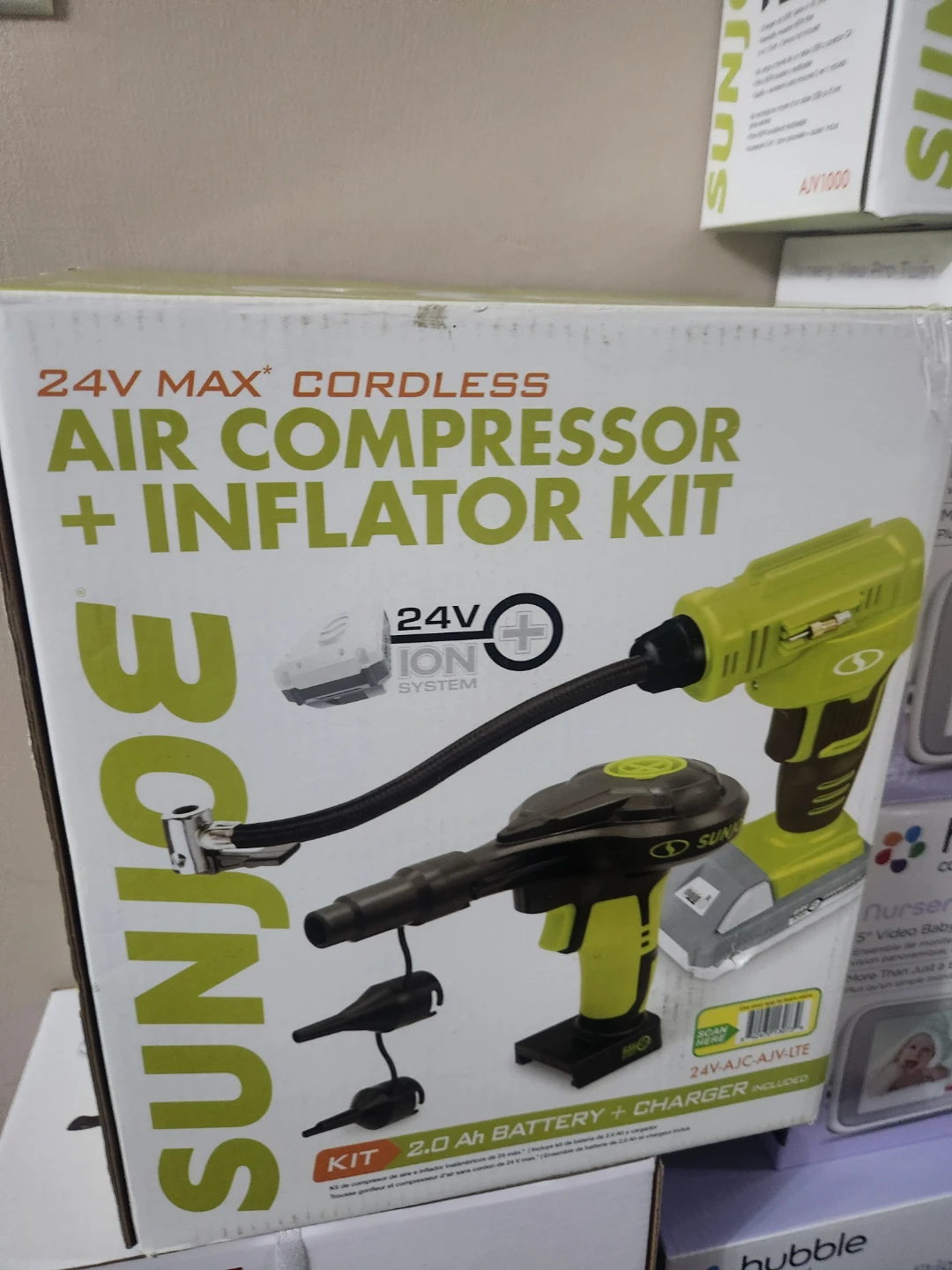 Sun Joe 24V Max Cordless Air Compressor + Inflator Kit