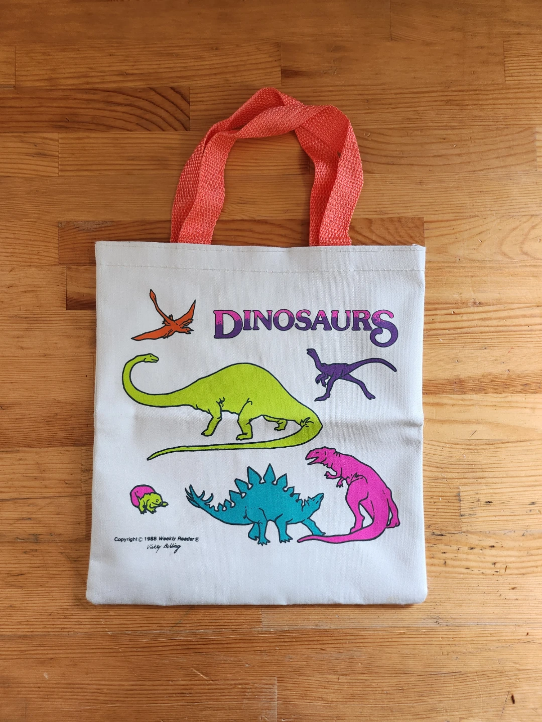 Vintage 1988 Weekly Reader Dinosaurs Tote Bag