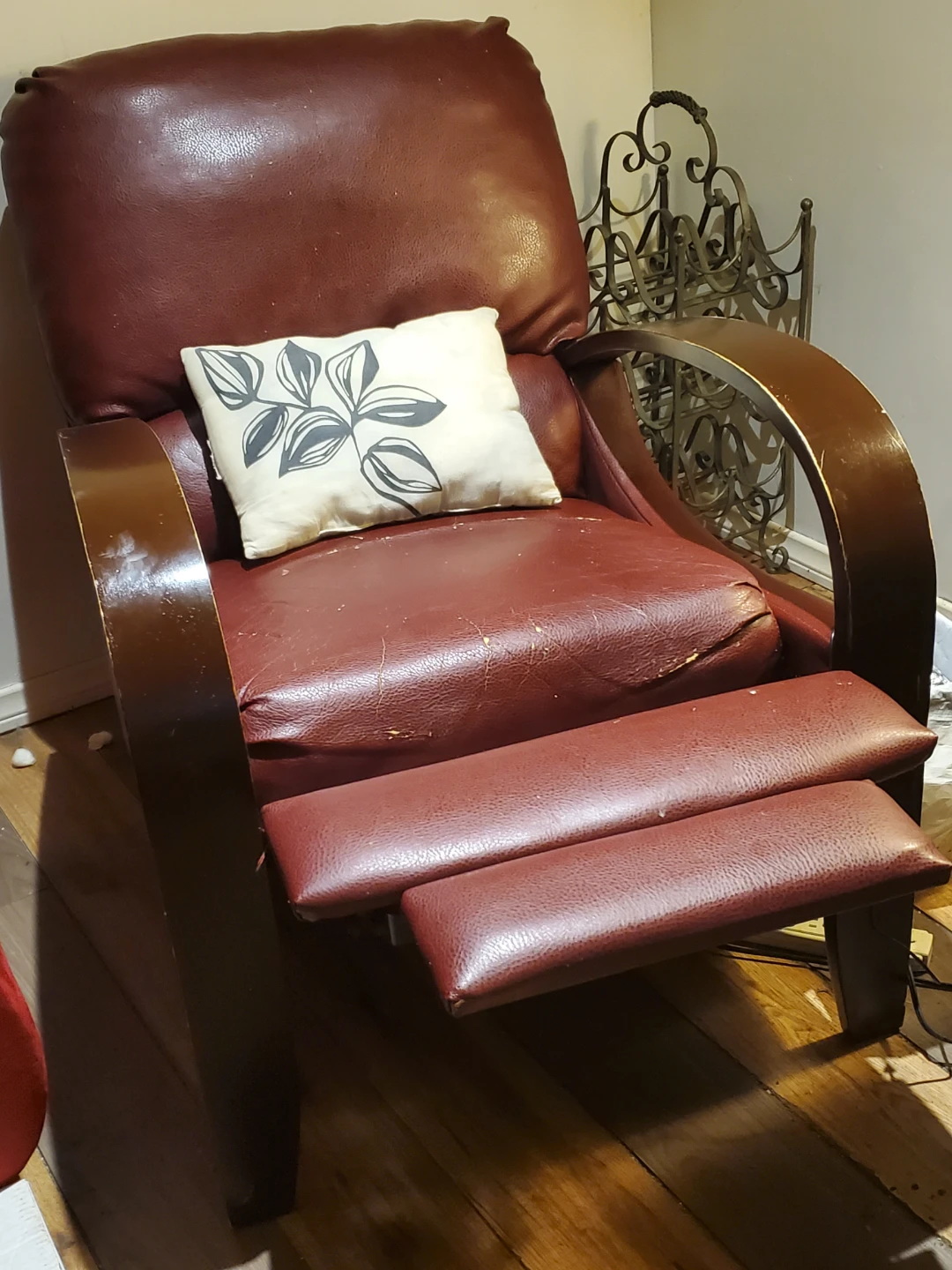2 Used Recliner Chair - Brown Faux Leather - photo 3