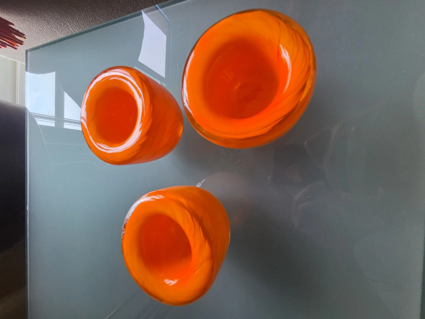 Set of 3 Orange Glass Vases - photo 2