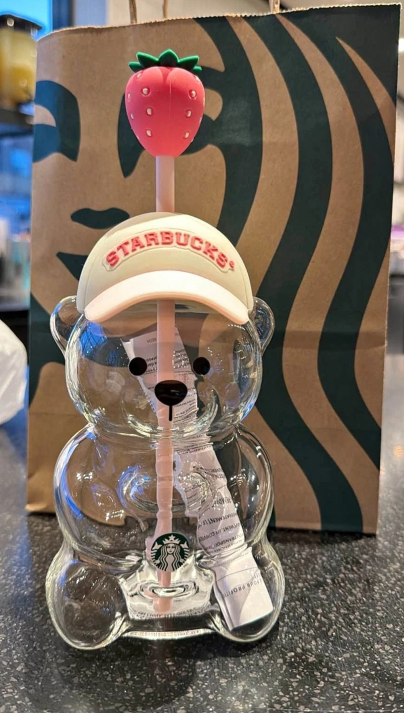 Starbucks Bear Tumbler with Strawberry Straw