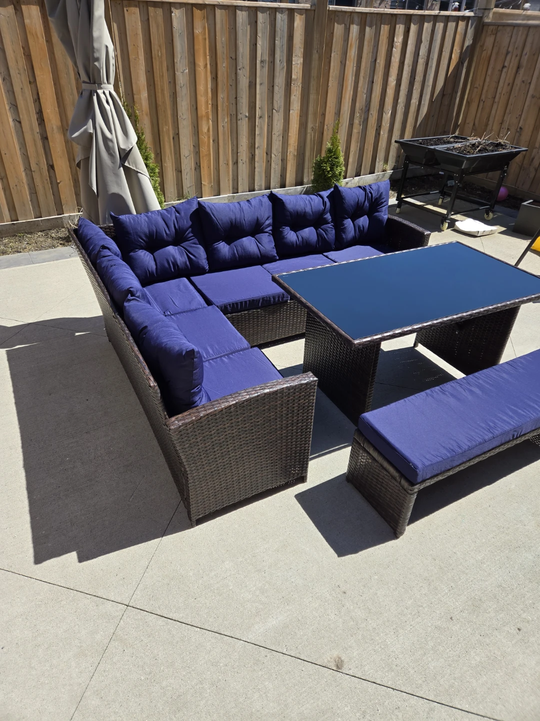 Warehouse sale Sectional Wicker Sofa Set with Table and Bench - photo 2