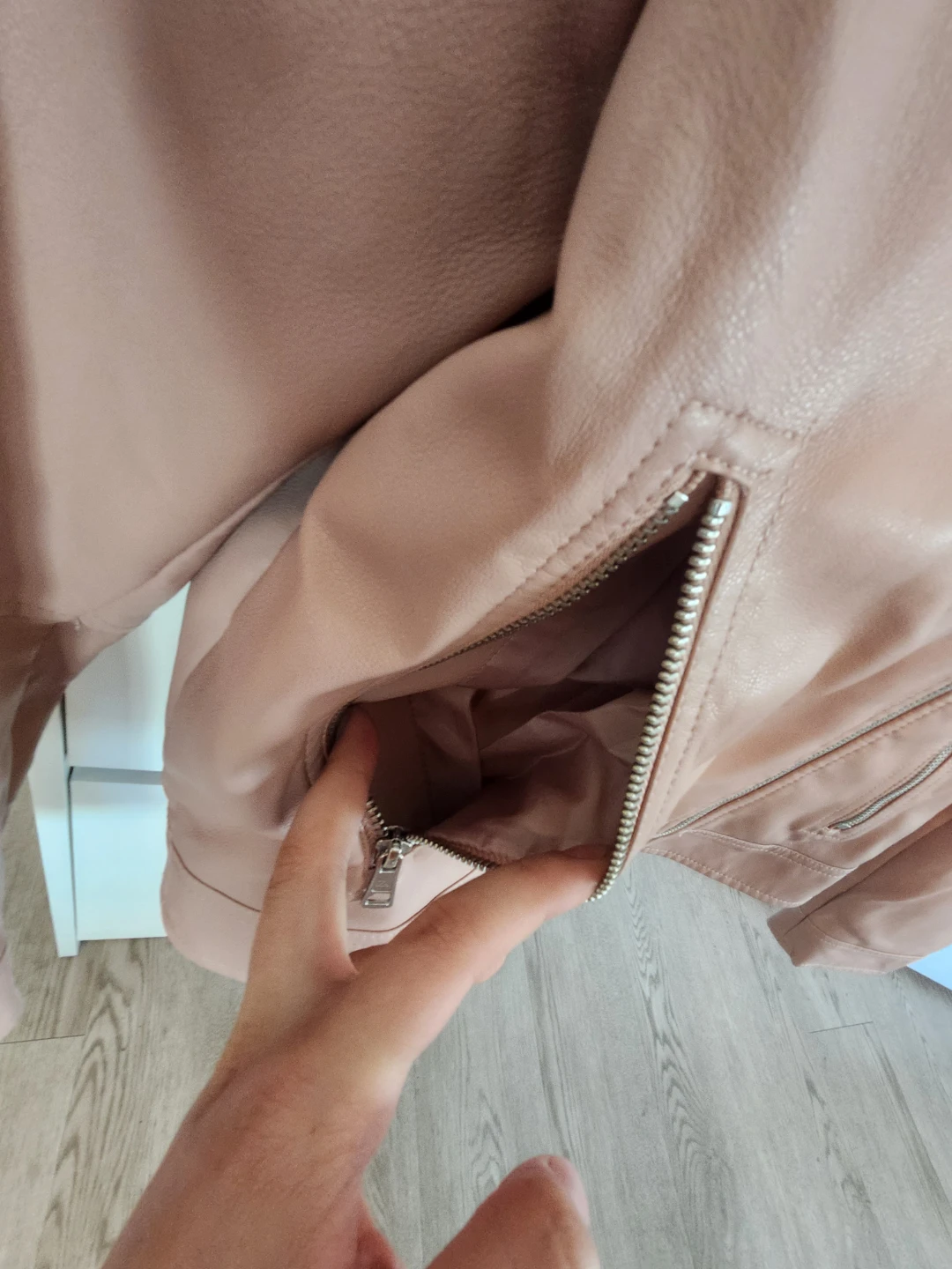 Zara Pink Faux Leather Moto Jacket - photo 3