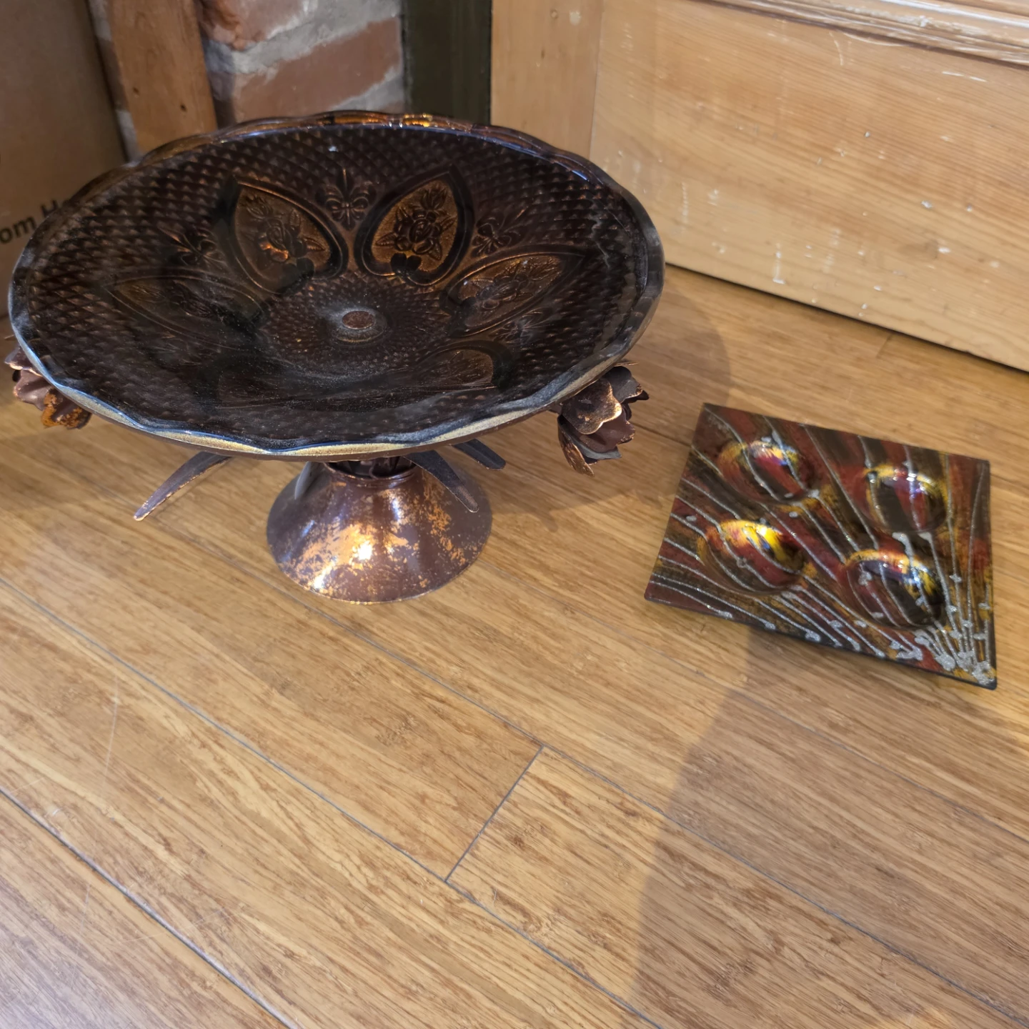 Decorative Pedestal Bowl and Square Dish