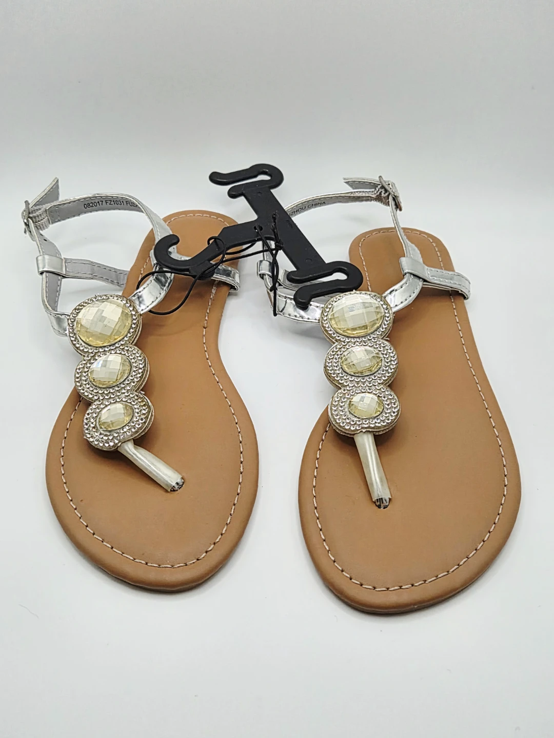 😍 Silver Embellished Thong Sandals - photo 4