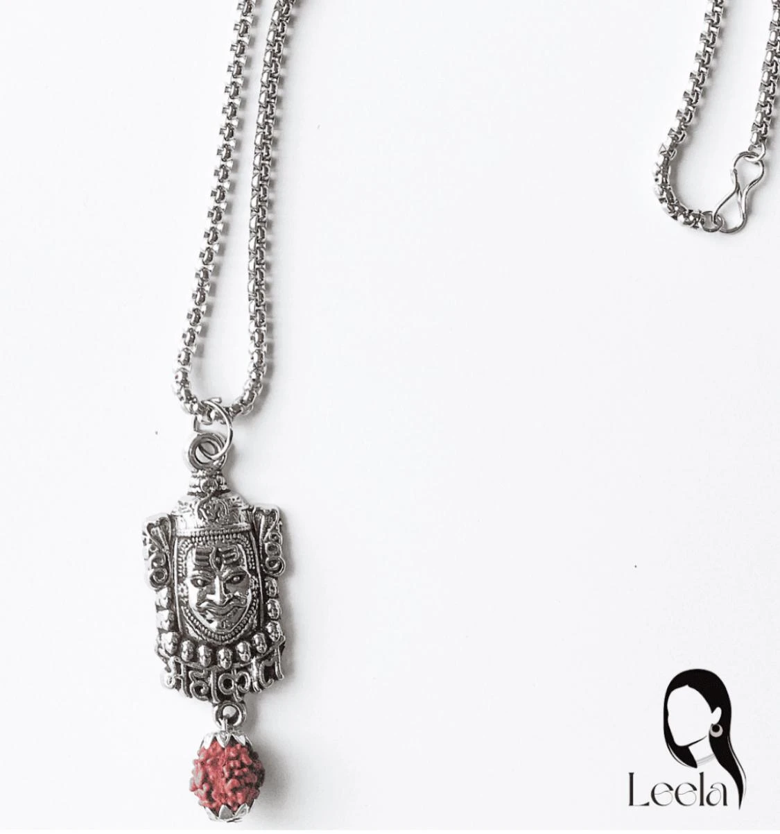 Shiva Face Pendant Necklace with Rudraksha