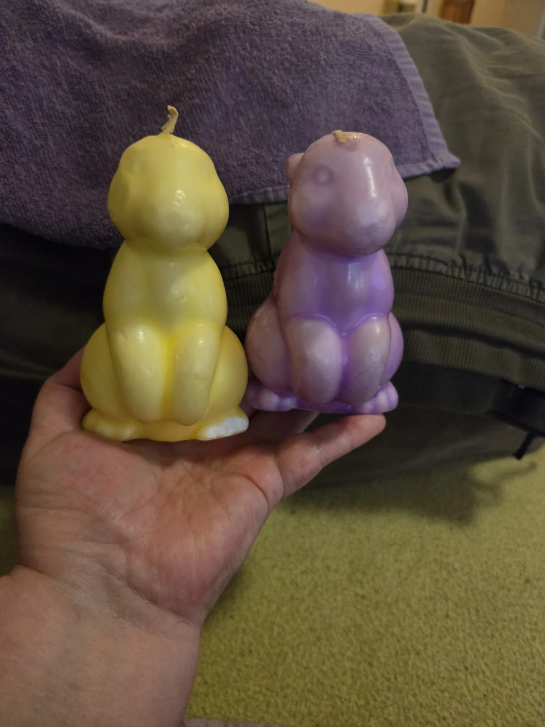 Yellow and Purple Bunny Candles (Set of 2)