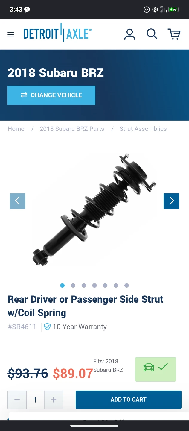 2 Detroit Axle Rear Strut and Coil Spring Assembly for Toyota 86