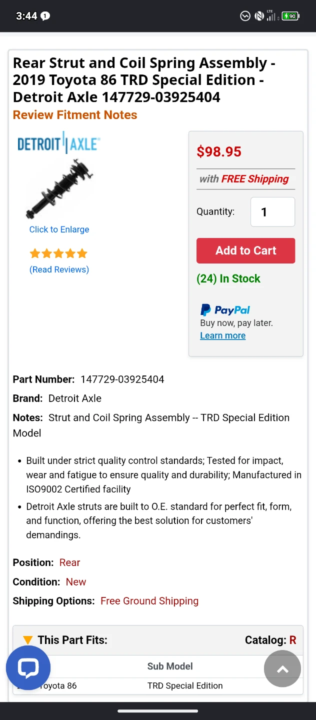 2 Detroit Axle Rear Strut and Coil Spring Assembly for Toyota 86 - photo 2