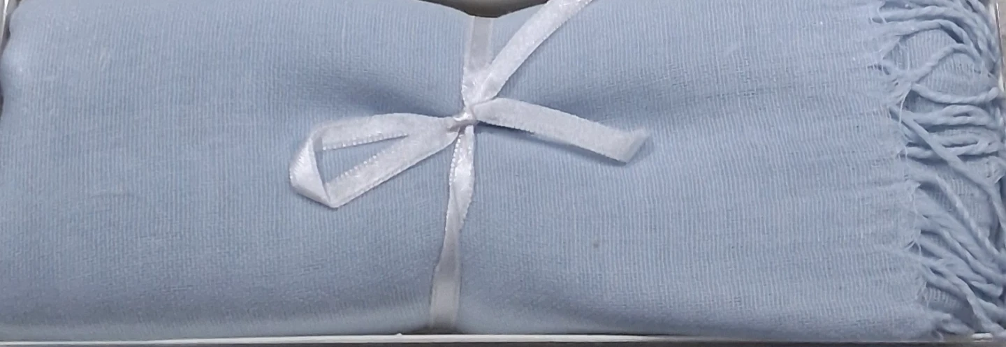 Light Blue Handmade Scarf with Fringe