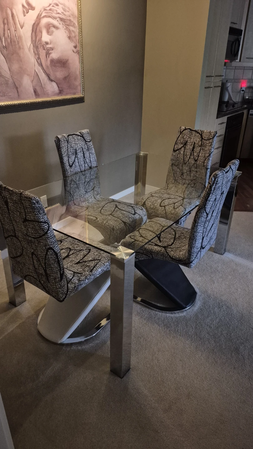 Modern Glass Dining Table with 4 Chairs - photo 2