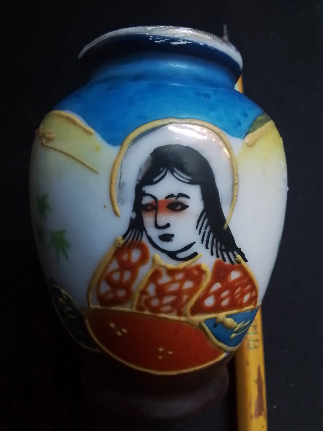 Occupied Japan Ceramic Vase with Portrait - photo 2