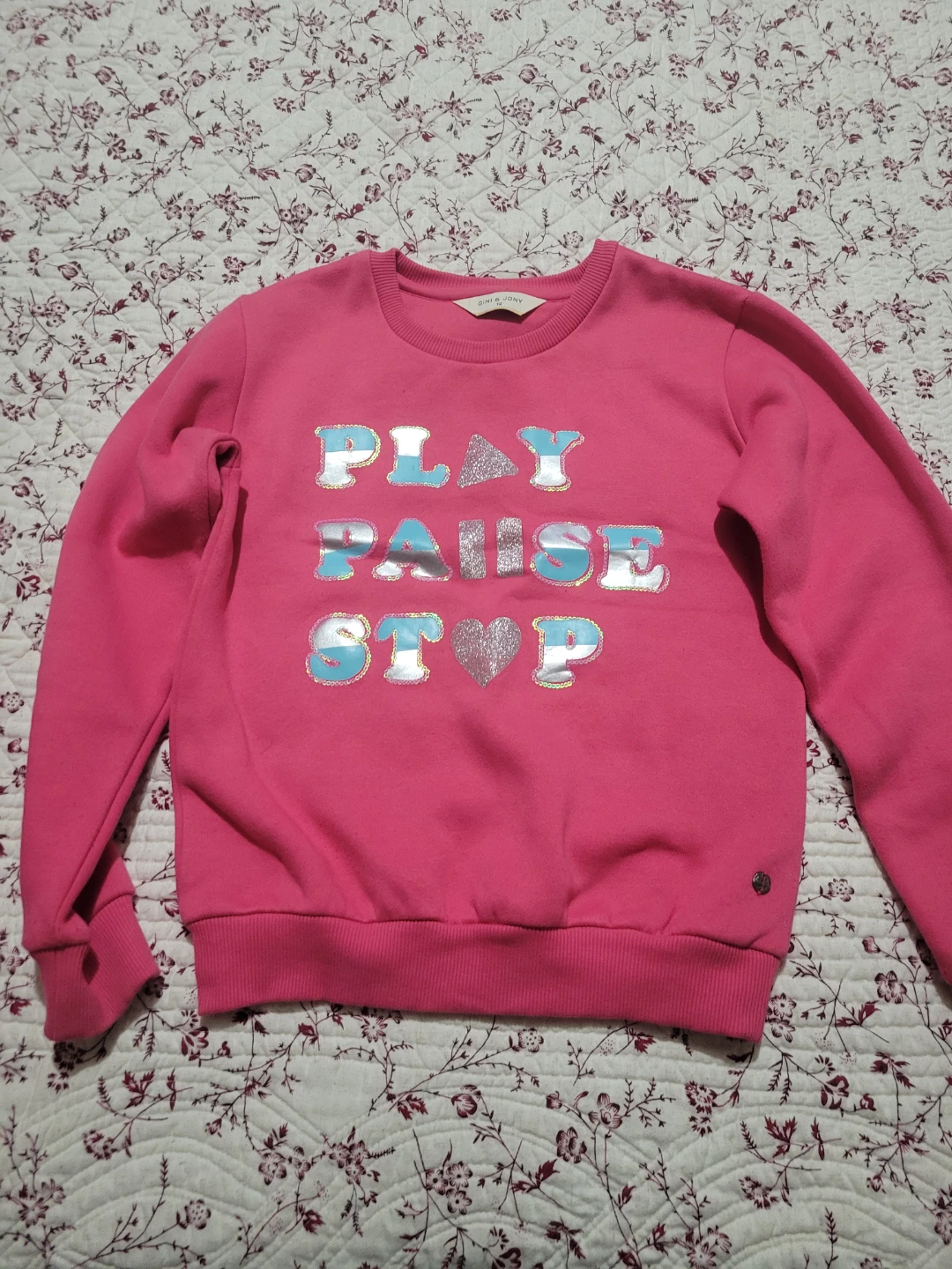 Gini & Jony Pink "Play Pause Stop" Sweatshirt