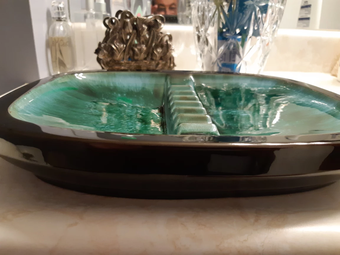 Vintage Ceramic Ashtray Green Glaze - photo 3