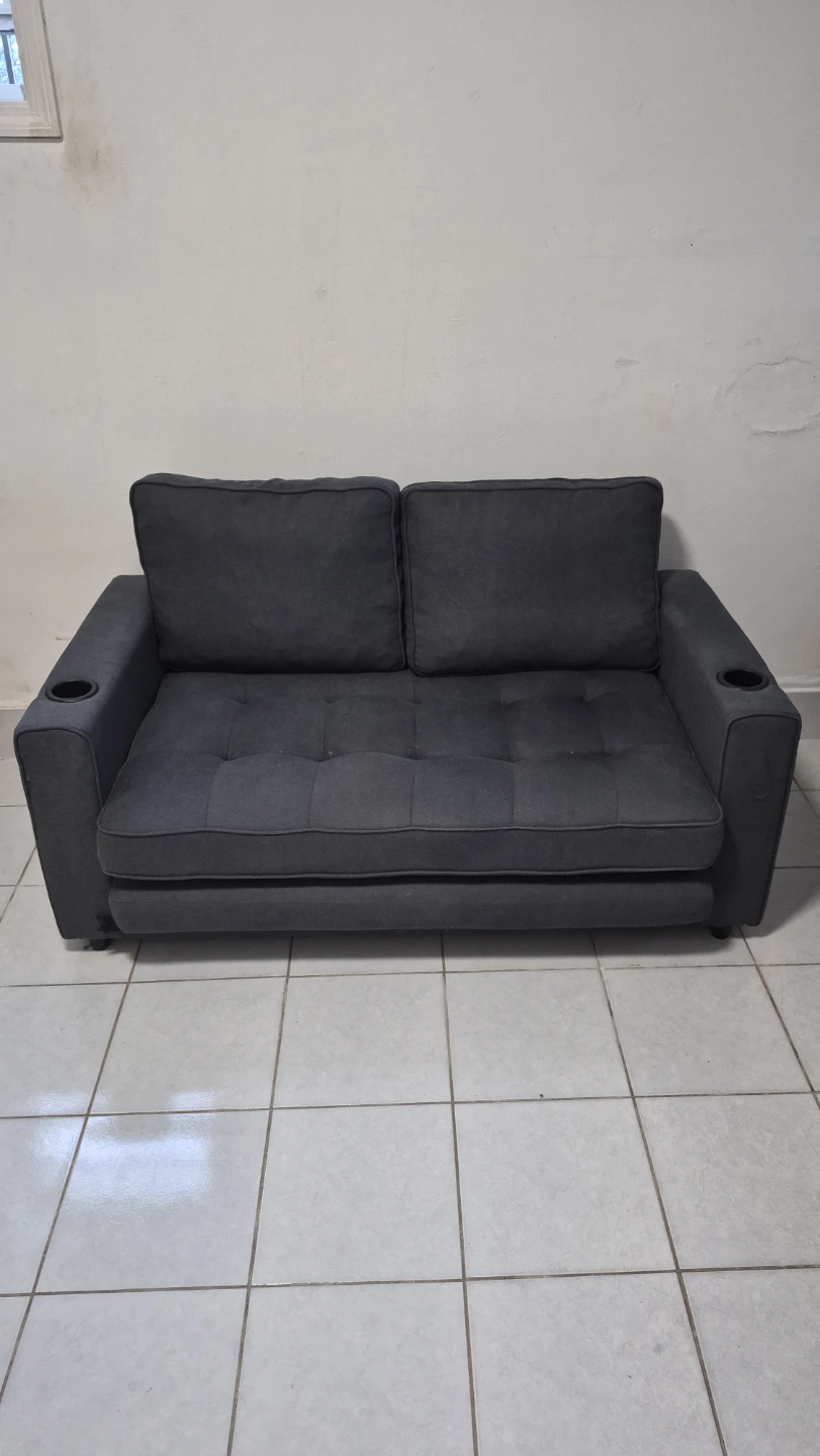 Dark Gray Sofa Bed with Cup Holders - photo 2