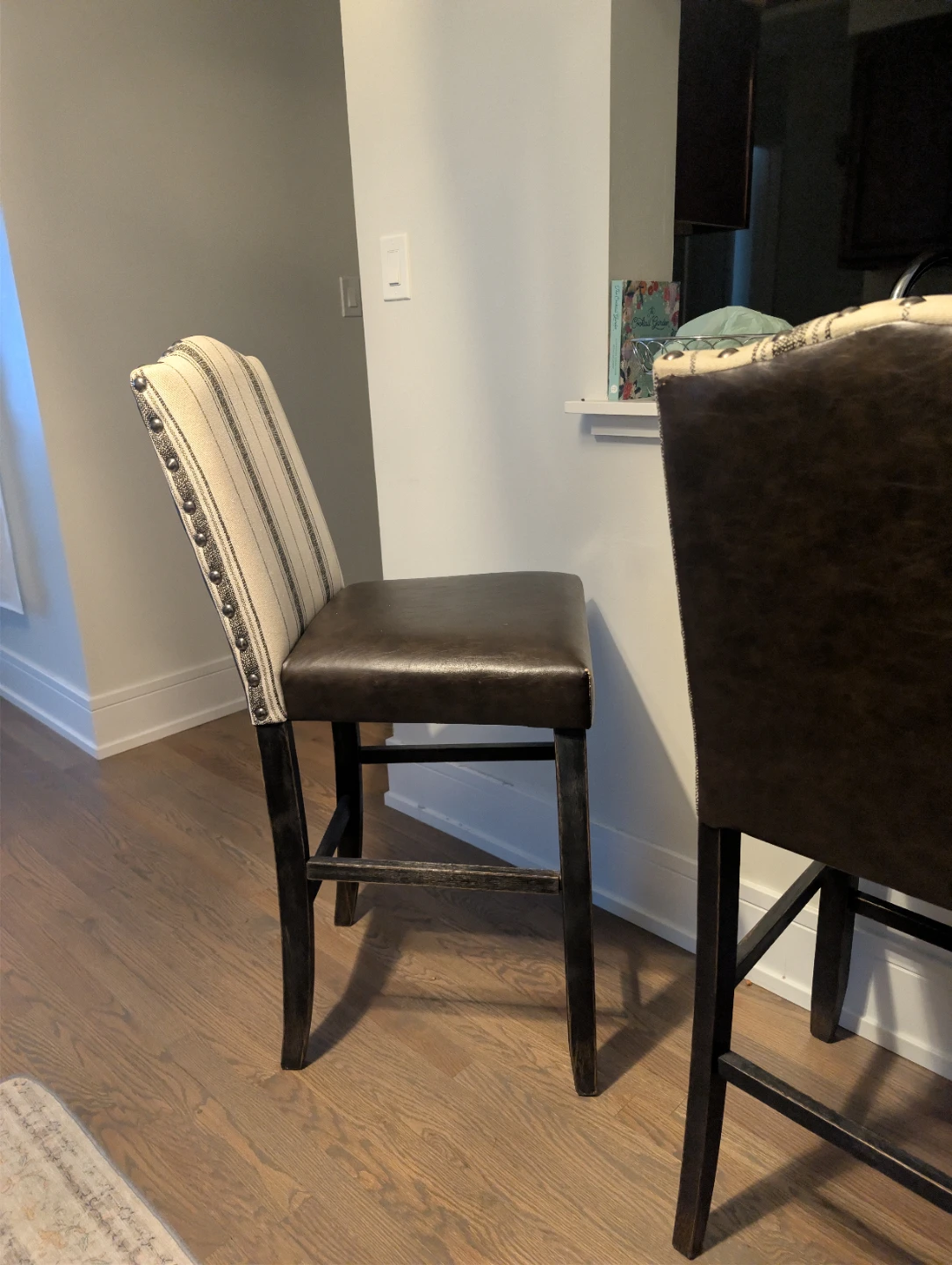 Striped Upholstered Bar Stool - photo 3